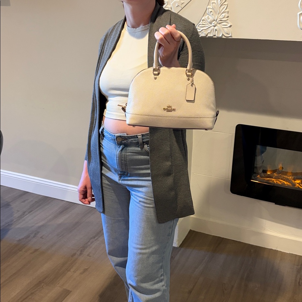 🌲 Coach Sierra Satchel Crossbody bag In Ivory Crossgrain Leather - Picture 3 of 12